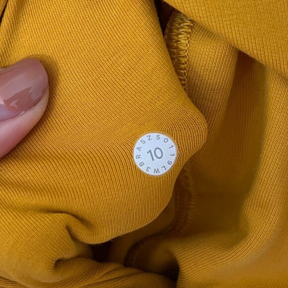 Lululemon Mustard Yellow Crewneck Sweatshirt with kangaroo pocket Size 10 - Picture 12 of 12